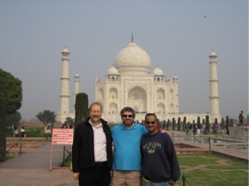 Chancellor Blumenthal with Michael McCawley and Ashish Sahni at the Taj Mahal.